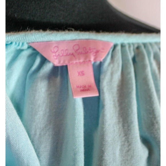 Lilly Pulitzer Top Crochet Detail Raglan Sleeves Light Blue Size XS - Picture 4 of 4